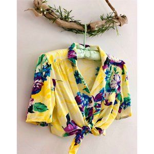 Vintage Pineapple Yellow Flower Button Shirt